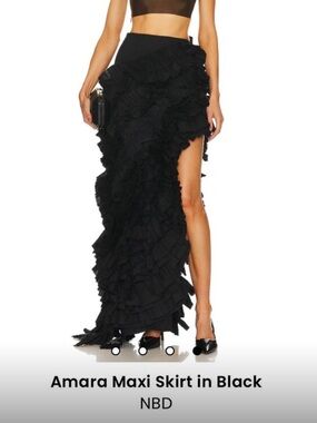 NBD Amara Ruffled Maxi Skirt in Black